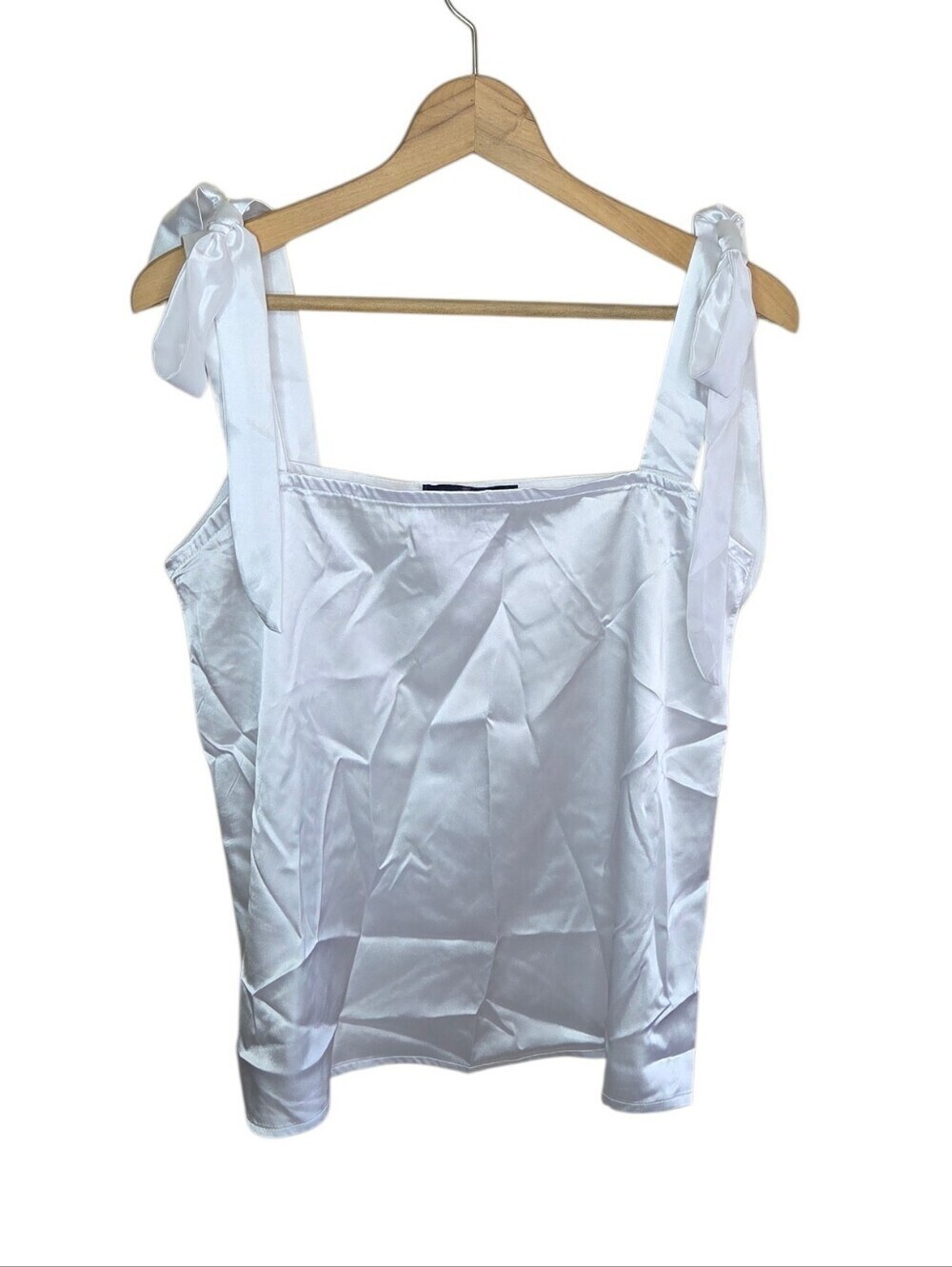 Simply Southern White Satin Tie Sleeve Cami Tank Top Size Small